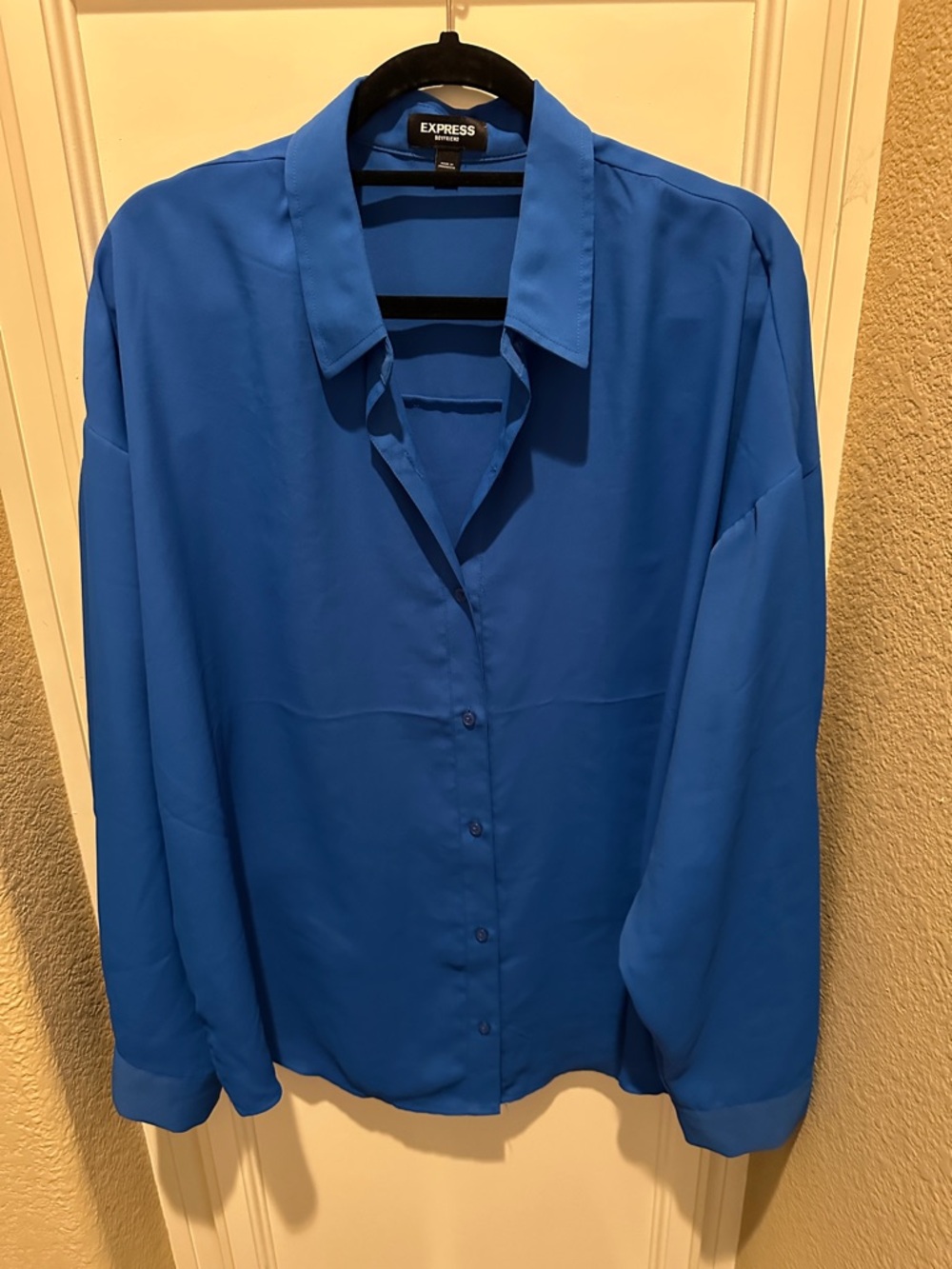 Express Boyfriend Style- Royal Blue Button-Down Blouse